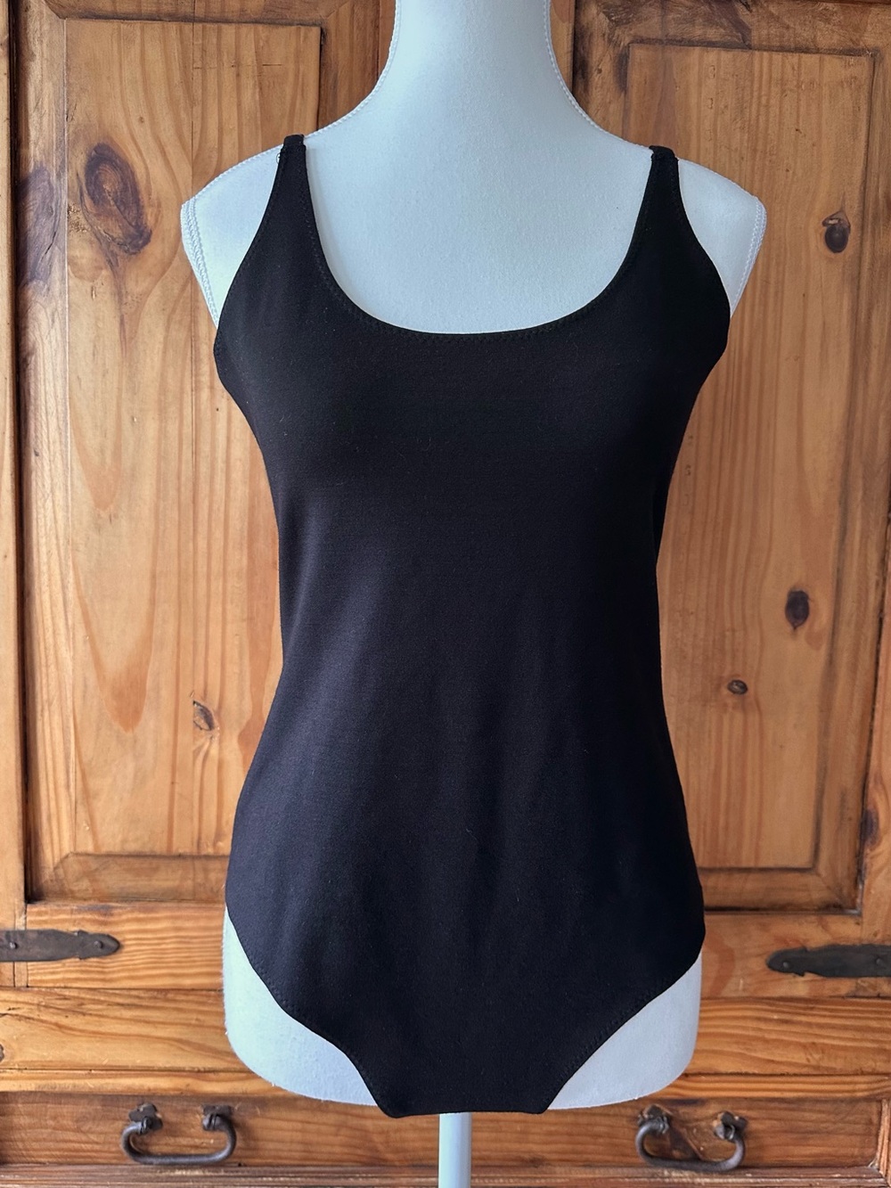 Black Bodysuit Balletcore Soft Thick Stretchy Fabric - Large